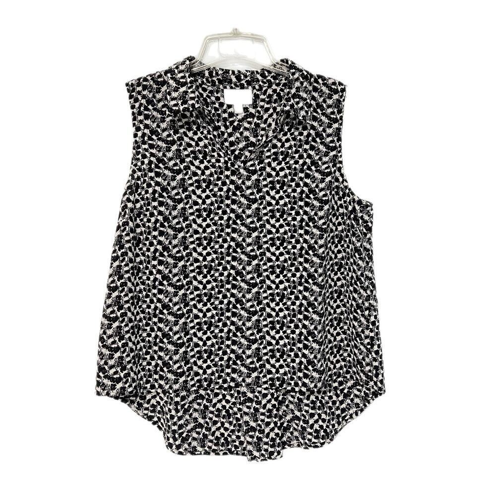 Pure Collection 100% Silk Blouse Women 10 Abstract Black Sleeveless Shirt UK 14